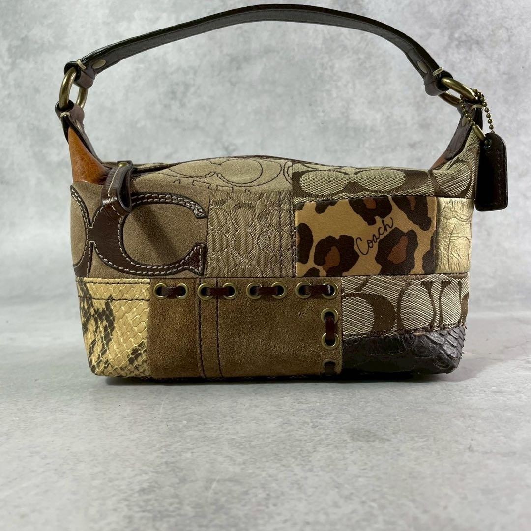COACH Patchwork Leather Brown Accessory Pouch Aut… - image 2