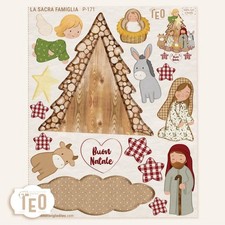 Pannolenci stampato La Sacra Famiglia cucito creativo decorazioni natalizie