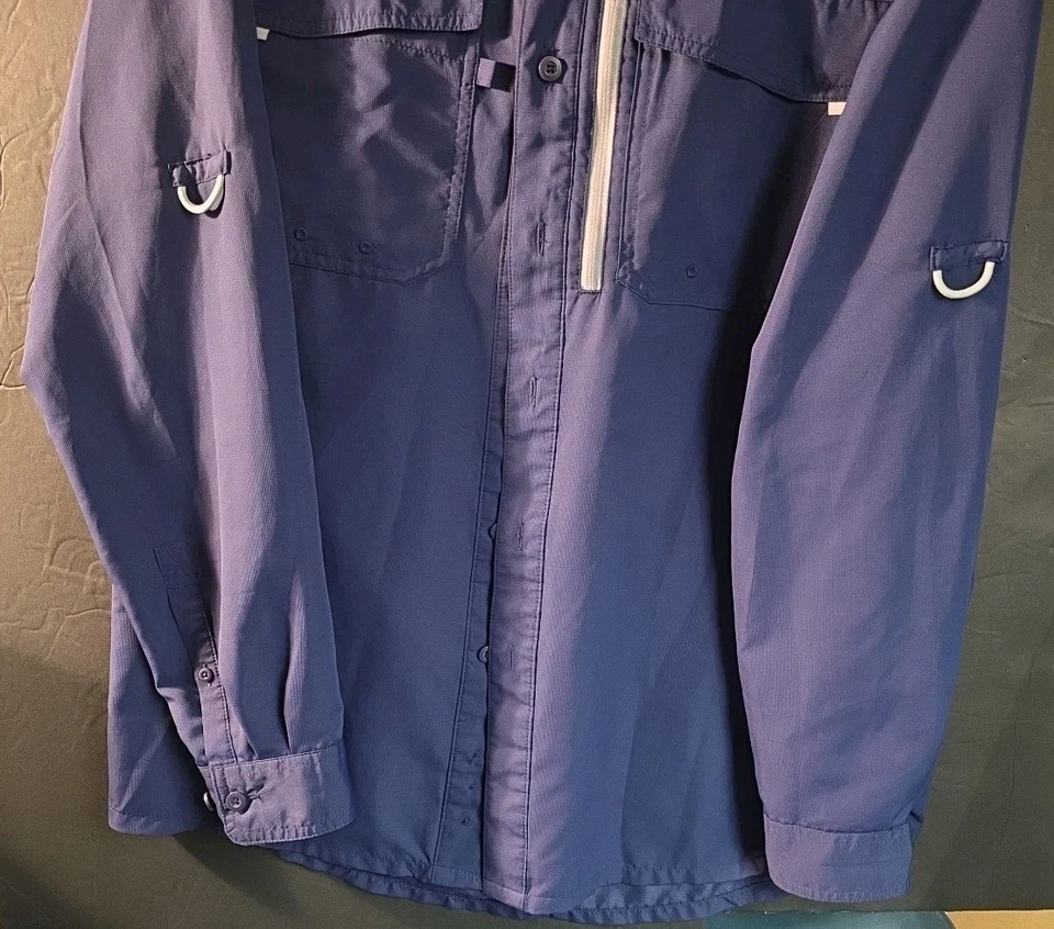 Realtree Fishing Shirt Mens M Long Sleeve Button Down Shirt Navy Blue Medium  - Image 4 of 4