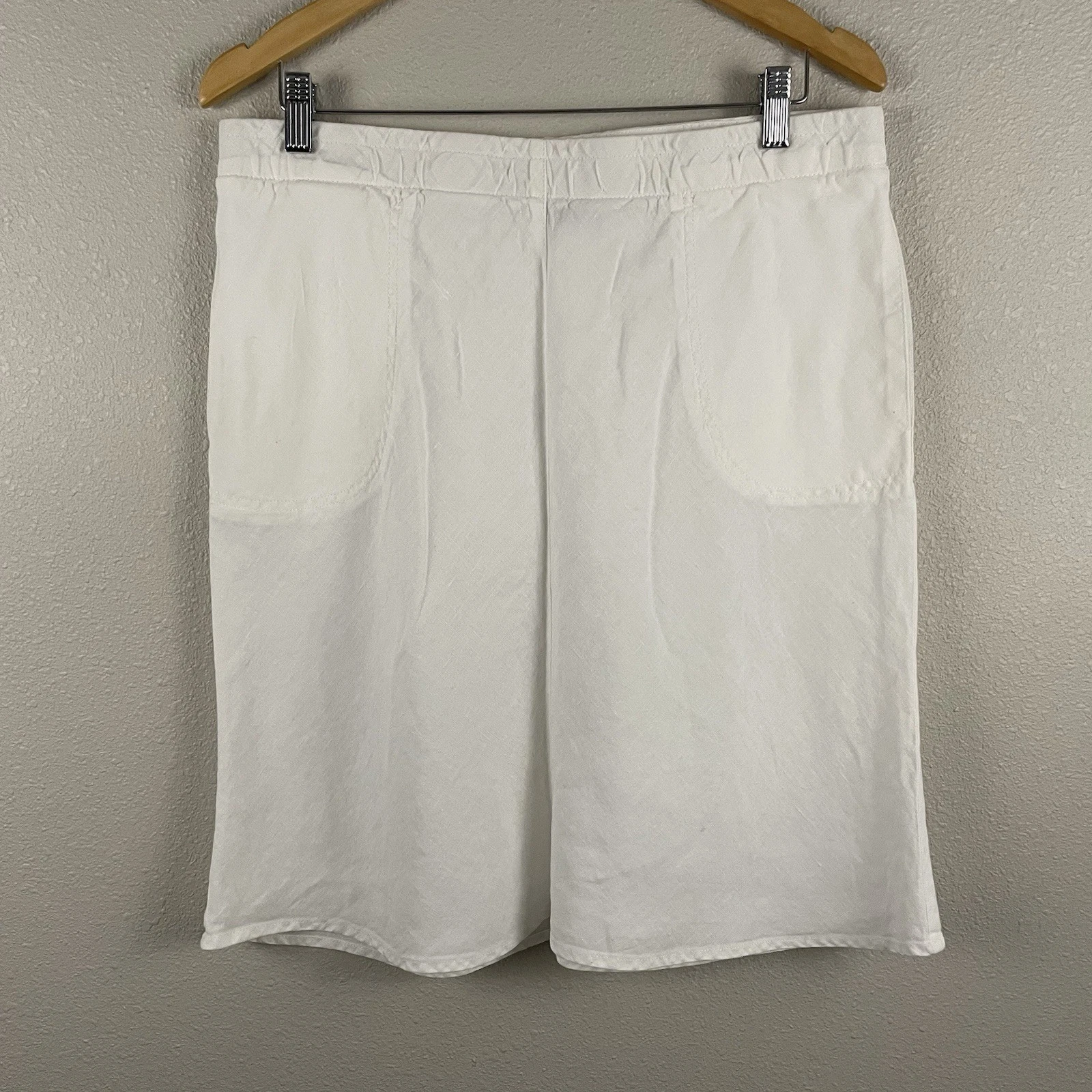 J Jill Womens Size 8 100% Linen White Pull On Pockets Skirt