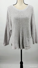 NEW HABITAT Fisherman Rib Pullover 100 Cotton Dolman Sleeves - Smoke Large