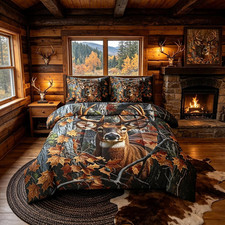 Camo Deer Hunting Comforter Set King Size Kids Boys Girls