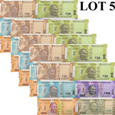 India 10 20 50-500 2022-2024 P 109-114 UNC Matching LOW No. 0000XX Set 6 Lot 5