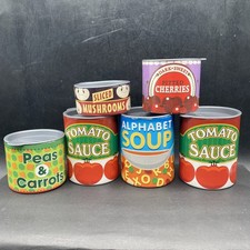 Lot of 6 Melissa Doug 4088 Let's Play House Grocery Cans with Removable Lids