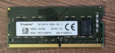 Kingston 8GB 1Rx8 PC4-3200AA-SA2-12 Laptop Memory P/N: K6VDX7-MIE 