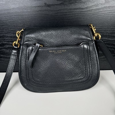 Marc Jacobs Empire City Crossbody Saddle Bag Black Pebbled Leather