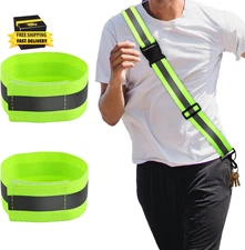 Reflective Shoulder Strap & 2Pcs Reflective Wristband, Reflective Running Wrist