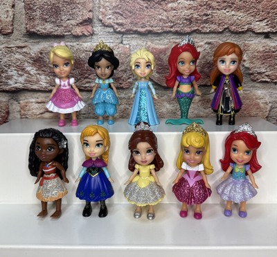 11 Disney Princess Mini Toddler Dolls 3  Posable Glitter Gowns Large Lot