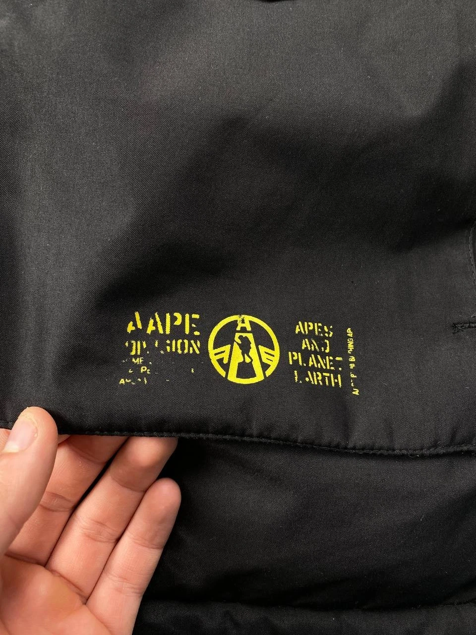 AAPE By A Bathing Ape Hooded Down Jacket Parka Men Size S Black  image 4