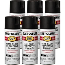 Rust Prevention Spray Paint Semi Gloss Black 12 Ounce 6 Pack for Metal