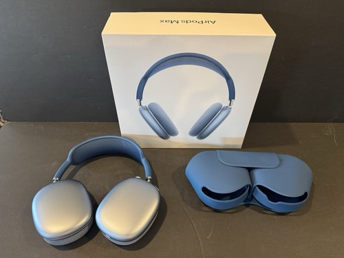 Apple AirPod Max Bluetooth Headphones Barely Used - Sky Blue With Box & Cord