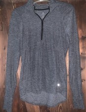 Apana 1/4 zip Yoga Pullover Shirt Jacket Gray MEDIUM With Thumb Holes EUC
