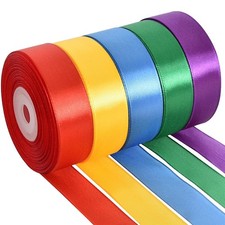 1 Inch X 125 Yards 5 Colors Satin Ribbon Rolls, Mixed Bright Dark Gorgeous Color