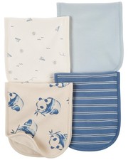 Baby Boys 4 Pack Cotton Burp Cloths Blue/Ivory