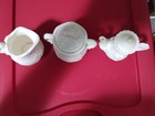 Miniature White Glossy Porcelain Creamer & Sugar Bowl Set w/ Lid, 3-Piece — photo 2