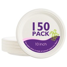 Compostable Paper Plates 10 Inch 150 Pack Biodegradable Disposable Heavy Duty