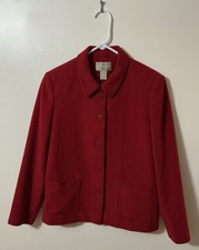 Nordstrom Wool Blend Jacket Blazer Wmns Medium Red w Black Top Stitching