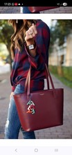 Image of Radley, Brand New Leather Tote Bag , Burgundy, With Detachable Key Fob