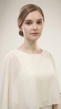 Ivory Chiffon Bridal Cape Elegant Sheer Wedding Dress Topper Bridal Wrap