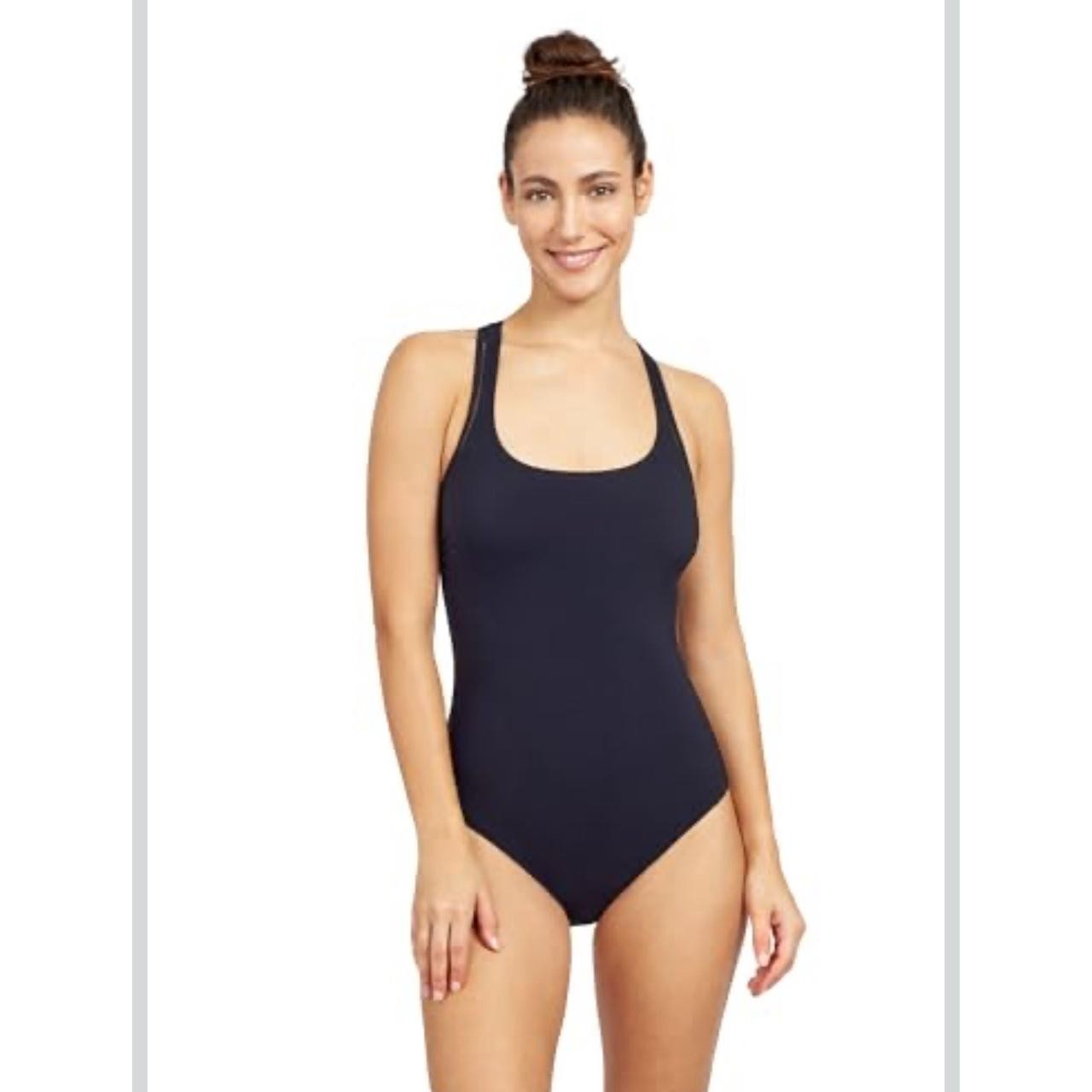 NWT Gottex One-Piece Swimsuit Black Ribbed Racerback Scoop Neck Removable Cups S