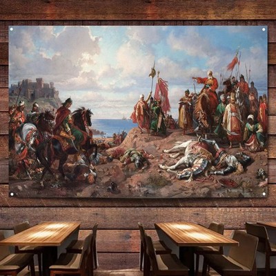 Ancient Cross Legion Poster Wall Art Flag Canvas Painting Knights Templar Banner