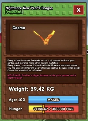 ROBLOX CORPORATION New Years Dragon Nightmare 38Kg - Grow A Garden - Fast Delivery!