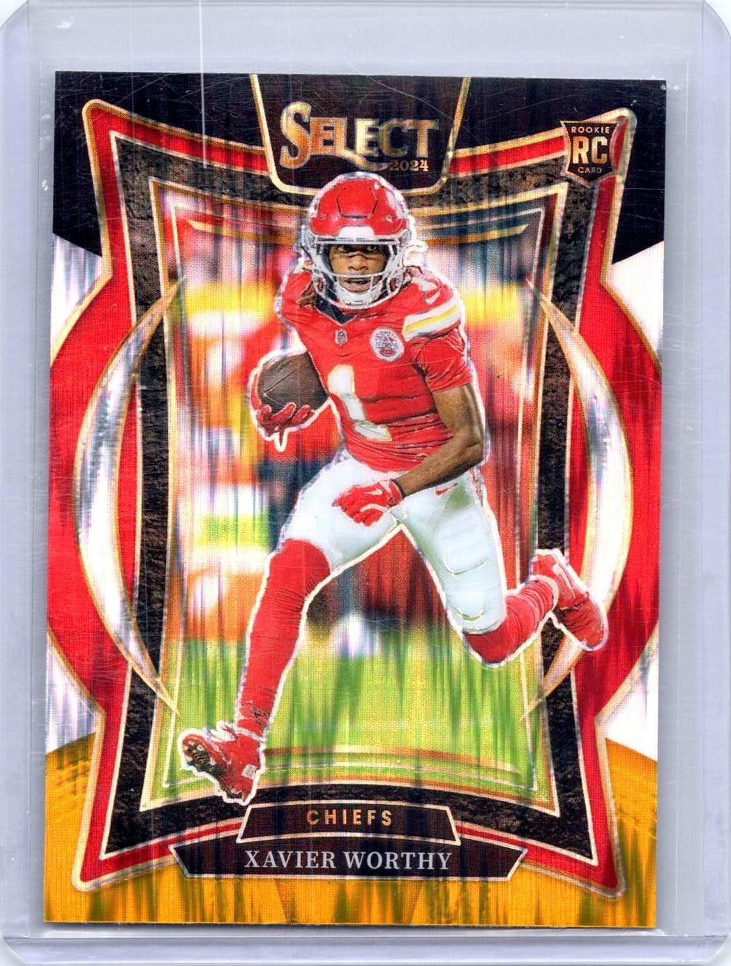 2024 Panini Select #32 Xavier Worthy Black & Red Prizm Shock