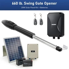 CO-Z Solar Powered Single Swing Gate Opener with 2 Remotes for 660lb 18ft Gates