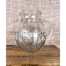 Mud Pie Clear Glass Textured “Cheers” Pitcher~Embossed on Front~New