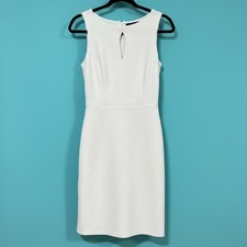 White House Black Market White Textured Keyhole Sheath Dress Size 00 Sleeveless