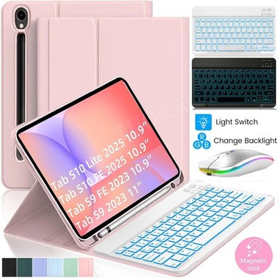 Für Samsung Galaxy Tab A11+ S11 S10 Lite S9 FE S8 Hülle mit Beleuchtete Tastatur