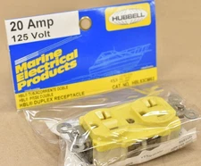 Hubbell HBL53CM62 Duplex Receptacle, 20A, 125V, 2-Pole 3-Wire Grounding, Marine