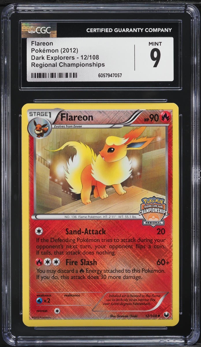 CGC 9 Flareon Dark Explorers B&W Regional Championships 2012 Pokemon Card #12