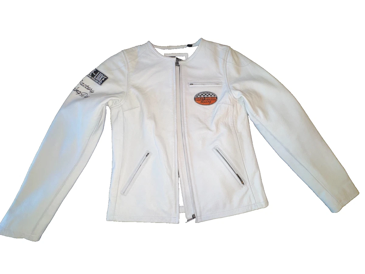 Harley-Davidson White Leather Outer Shell Coats, Jackets & Vests
