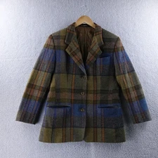DAKS Signature Plaid Wool Alpaca Blazer Made in Great Britain Size 14 US 10