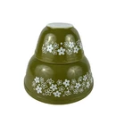 Vintage Pyrex Crazy Daisy Spring Blossom Green Nesting Mixing Bowls 401 & 403
