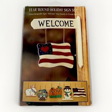 Welcome Sign with Seasonal  Holiday Interchangeable Pieces Ready to Hang New