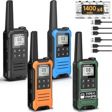 4 PACK Long Range Walkie Talkie 100 Mile Two Way Radio Charge Headset Waterproof