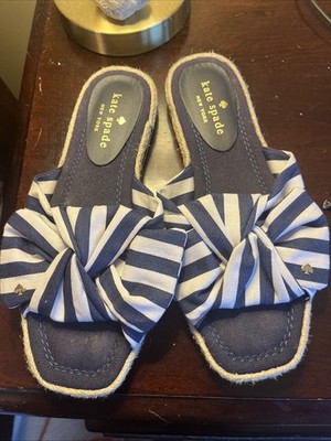 Kate Spade New York Caliana Striped Bow Espadrille Slides Sandals Size 6