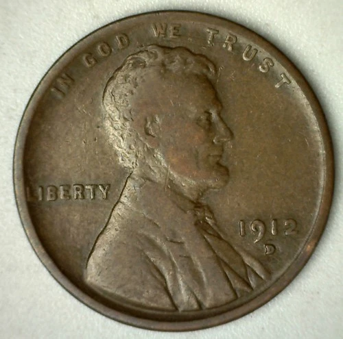 1912 D Lincoln Wheat Cent 1c US Type Coin Denver Mint FINE Circulated