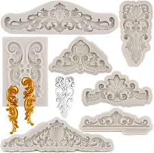 Baroque Scroll Lace Fondant Silicone Mold – 7pcs Cake Cupcake Candy Mold Set