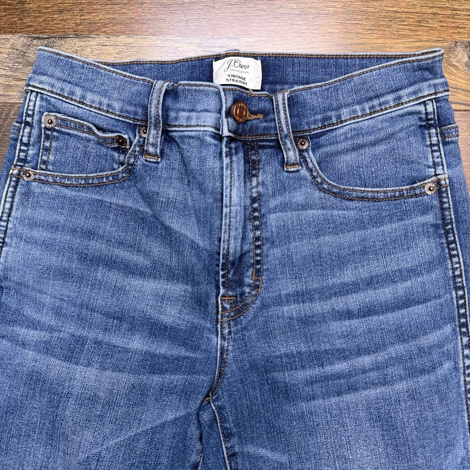 Pantalones de mezclilla rectos J Crew vintage para mujer 27 tiro medio elásticos Foto 3 de 4