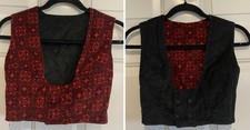 Vintage Kids Reversible 2 Button Vest Unbranded Black Red Corduroy Small Costume
