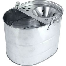 Image of 14L Galvanised Mop Bucket with Handle Strong Metal Heavy Duty Floor Cleaning UK