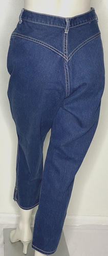 Vintage Gitano Denim Jeans 32/18W Short Straight Leg Blue Side Slit High Rise - Picture 5 of 6