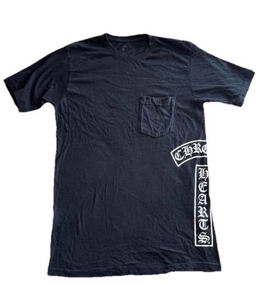 chrome hearts men's black graphic logo pocket t shirt crew neck