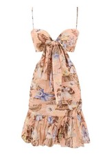 Zimmermann Coco Bow Front Mini Dress | Floral, Linen, Cut Out, Spaghetti Straps