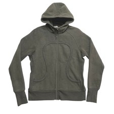 Lululemon Scuba Hoodie Womens 12 Olive Green Fleece Jacket Full Zip