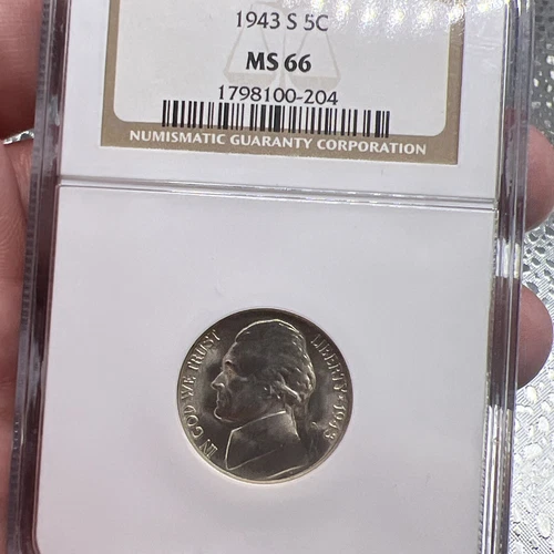 1943 S Jefferson War Nickel MS 66 NGC