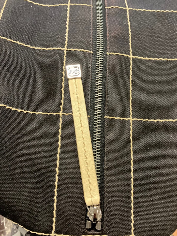 CHANEL Choco bar Cotton Boston bag Black 🌸Rank AB🌸 Authentic From Japan